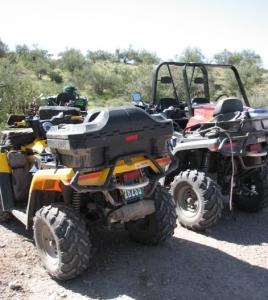 the arizona desert s queen valley, Standard ATVs require auxiliary storage to pack a lunch or desert gear