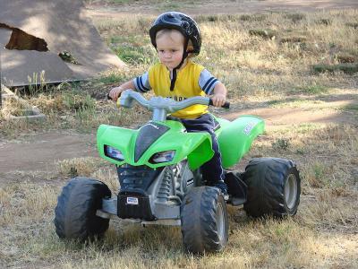keeping kids safe on atvs, This guy won t be breaking any land speed records but he looks like he s having fun