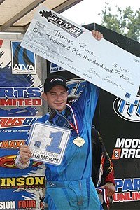 thomas brown wraps up pro am mx title, Thomas Brown has to figure out how to get that check to fit in his wallet