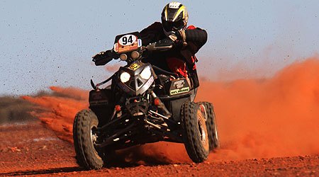 polaris outlaw wins down under, John Maragozidis successfully avoided kangaroos and emus on his 2 500 mile journey