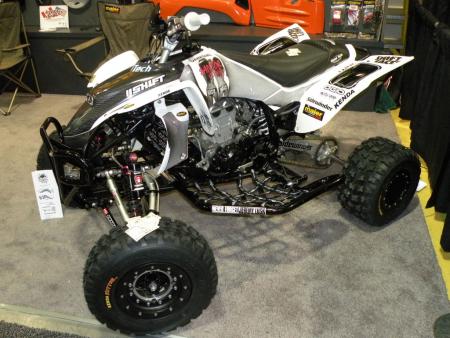 2009 dealer expo report, Jeff Vanasdal who writes for ATV com built up this YFZ450 for the show featuring his own stripper graphics Jeff is currently building up a new machine for ATV com that we will unveil in the coming weeks