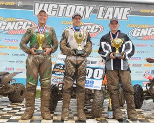 borich outduels mcgill at mountain ridge gncc, Josh Kirkland Brian Wolf and Parker Jones celebrate on the XC2 podium