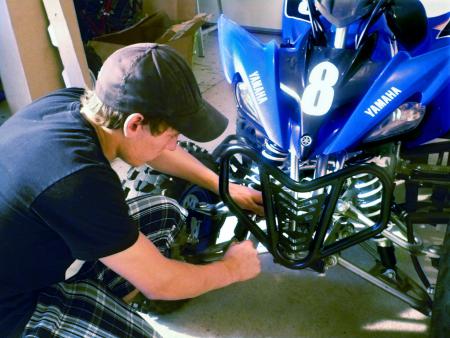 yamaha raptor 250 project part 3, Tighten the four bolts holding the DG front bumper on