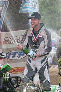 kawasaki earns fourth win of atv motocross season, Creamer celebrates his second victory of the season