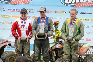 borich outduels mcgill at power line park gncc, Parker Jones Josh Kirkland and Kevin Yoho on the XC2 podium Photo by Matt Ware