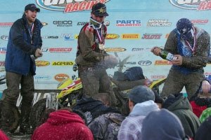 borich earns eighth straight gncc win, Ryan Lane Chris Borich and Bill Ballance celebrate on the podium Photo by Krista Shaw