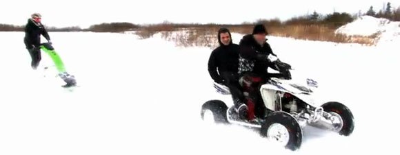 Don't Try This at Home: Jet Ski Pulled by ATV [video]