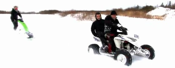 don t try this at home jet ski pulled by atv video