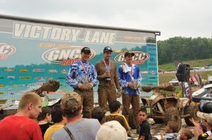 borich earns sixth win at john penton gncc, Corbin Knox Brian Wolf and Josh Kirkland celebrate on the XC2 podium