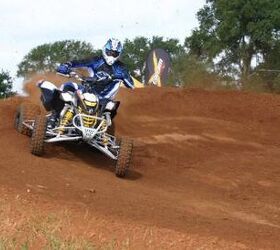 2009 can am ds 450 review, The wider stance of the the DS 450 X mx is designed for the motocross track