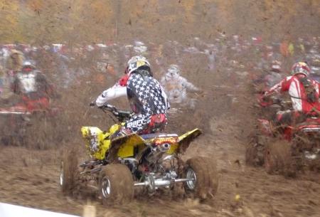 2009 suzuki quadracer lt r450 review woods racer, Did we mention the Ironman GNCC can get a little muddy