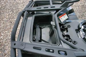 2009 can am outlander max 800r efi xt review, This handy sealed storage compartment is found under the rear rack