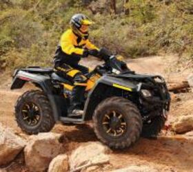 2010 can am outlander 800r efi xt p review, Stock suspension settings are fairly stiff but the shocks can be tuned to suit your riding needs