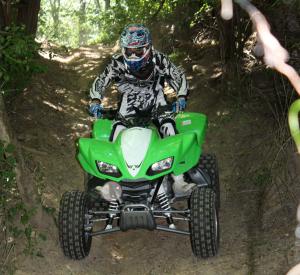 2009 kawasaki kfx700 review, Engine braking will help slow the big sport quad down on descents but the throttle must be engaged