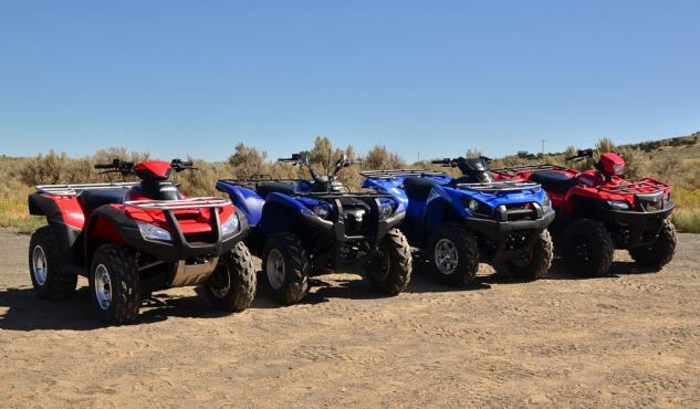 2014 japanese big bore utility atv shootout video, 2014 Japanese Big Bore ATVs Group Front