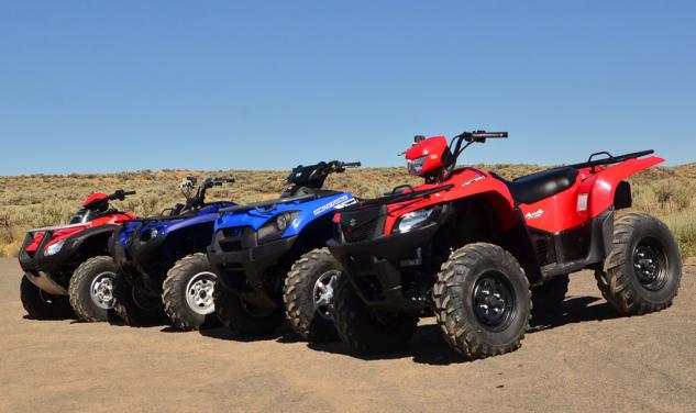 2014 japanese big bore utility atv shootout video, 2014 Japanese Big Bore ATVs Group Left Side