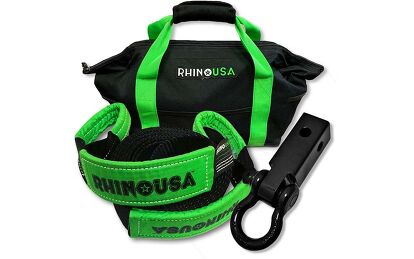 Best Strap / Shackle Combo: Rhino USA Combination 20' Tow Strap And Shackle Hitch Receiver