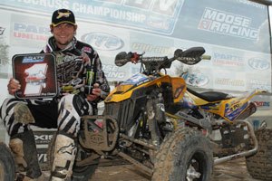 can am takes another overall atv mx win, Chad Wienen poses beside his Can Am DS 450