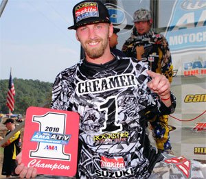 creamer locks up atv mx championship, Josh Creamer shows off the No 1 plate after locking up the ATV MX championship