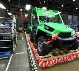 inside kawasaki s production facility, Rolling into the history books this Teryx makes its way down the line