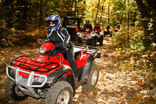 fall atv riding in ontario s near north, Honda Canada has been a big supporter of VMUTS and we were fortunate enough to have a fleet of Honda ATVs at our disposal
