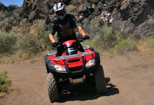 2014 honda fourtrax rincon long term review video, 2014 Honda Rincon Action Front