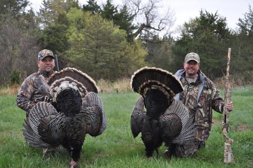 turkey hunting in nebraska onboard yamaha atvs, Posing with Turkeys