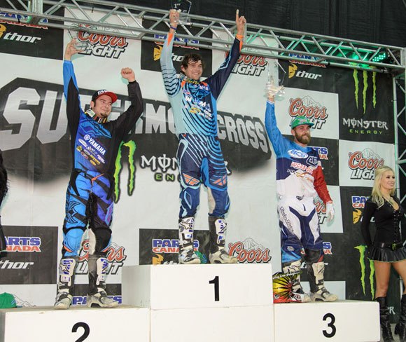 yamaha riders finish 1 2 at montreal supermotocross, Montreal Supermotocross Podium