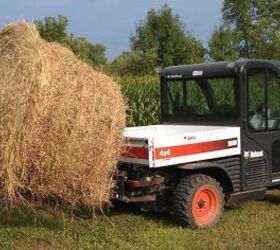 inside utv hitchworks, Bobcat UTV Holding Big Bale of Hay