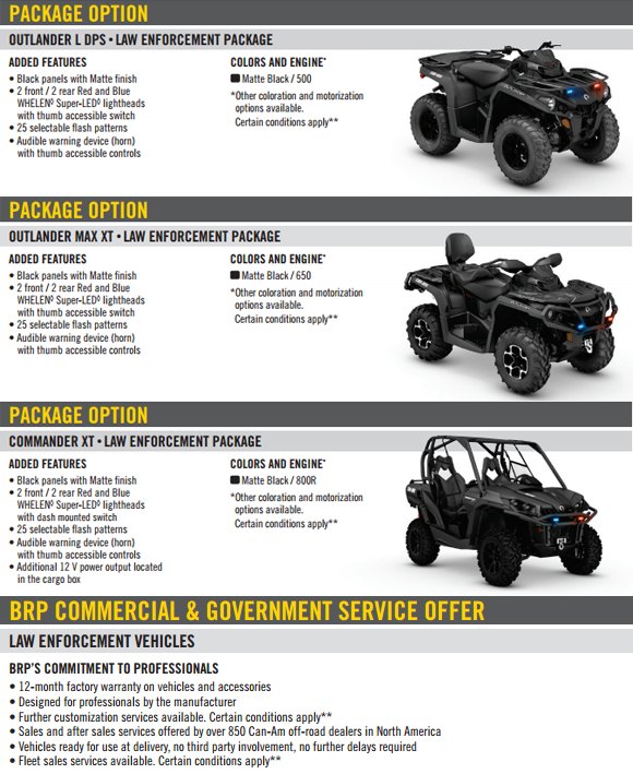 brp unveils can am law enforcement vehicles, BRP Law Enforcement Vehicle Packages