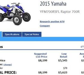 atv pricing added to nadaguides mobile site, NADAGuides Yamaha Raptor