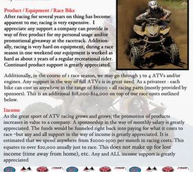 atv racing sponsorship etiquette, Rider Resume