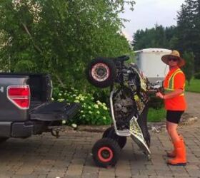 how to load an atv on a truck without a ramp video