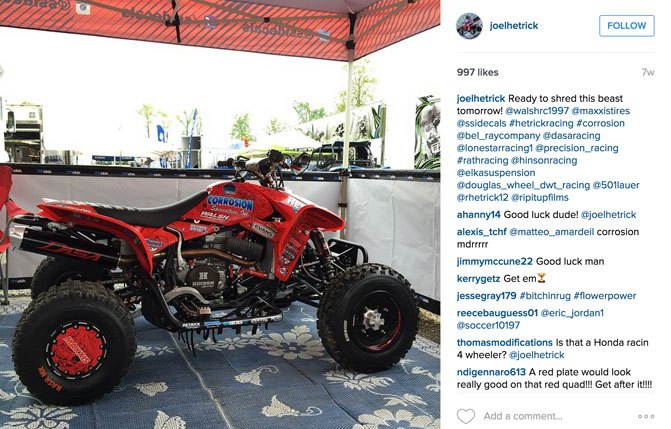 atv racing sponsorship the power of social media, Instagram Joel Hetrick
