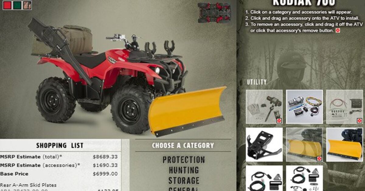 Yamaha Website Lets You Build Your Own Grizzly or Kodiak ATV