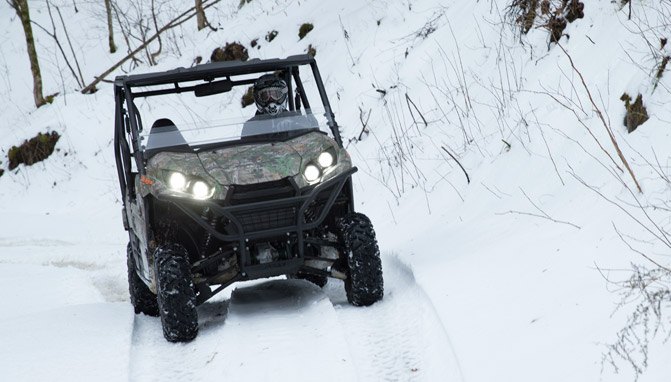 riding out a snow storm on a utv