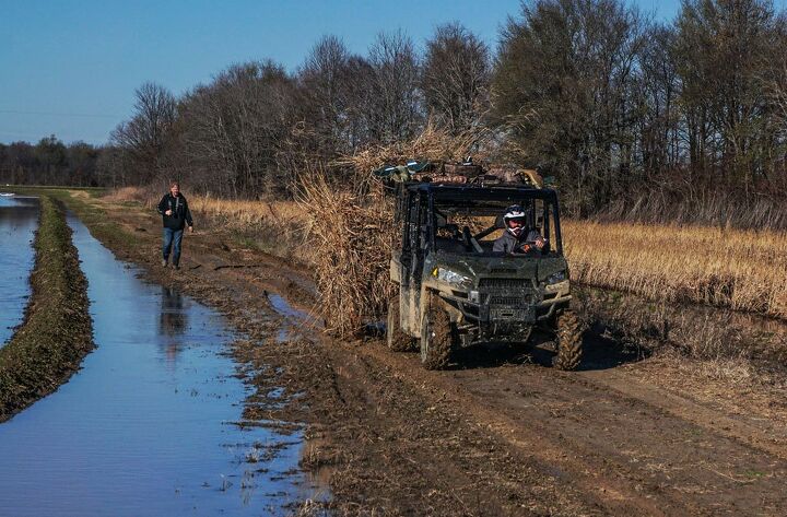 duck hunting in mississippi with the polaris ranger crew, Polaris Ranger Towing Blind