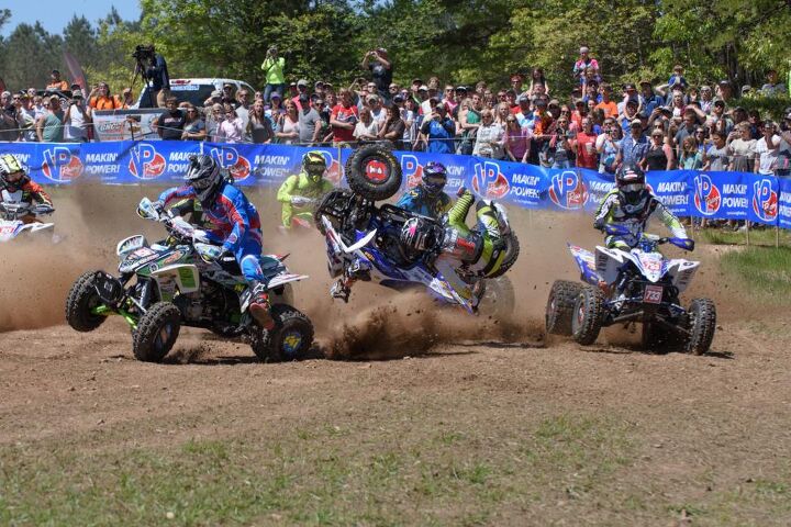 mcgill earns first win of 2016 at big buck gncc, Walker Fowler Crash