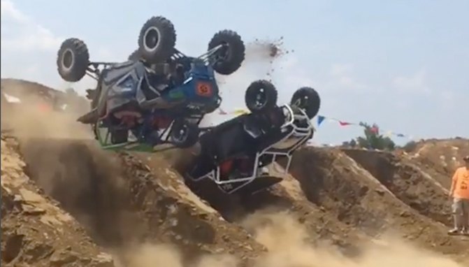 Synchronized Polaris RZR Backflips in Slow Motion