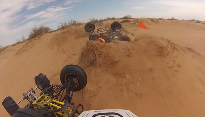 Small Dune Causes 3-Quad Pile Up + Video
