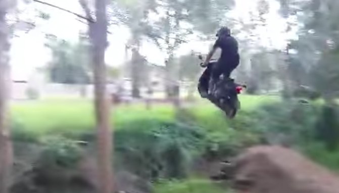 insane moped creek jump video