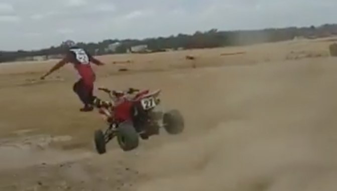 a painful but efficient way to dismount an atv video