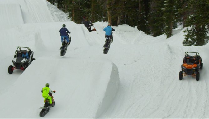 when snow bikes and rzrs take over a ski resort video
