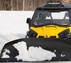 five tips for plowing snow with your atv or utv, Can Am Maverick Plow