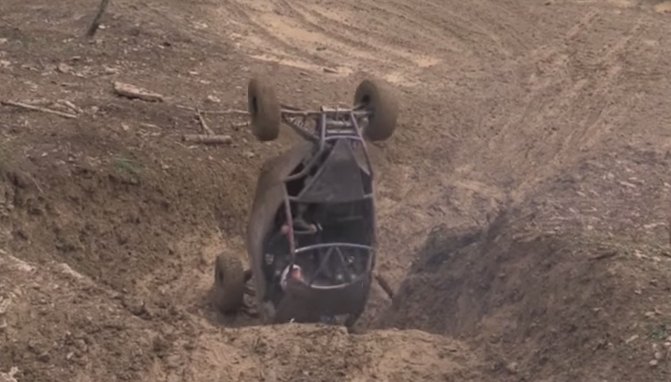 a steep hill and a little mud makes for good entertainment video