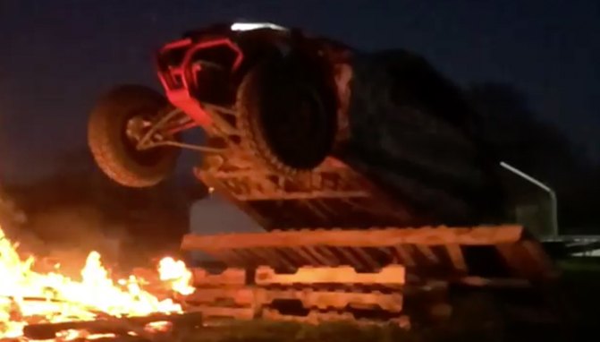this sketchy bonfire jump almost does him in video
