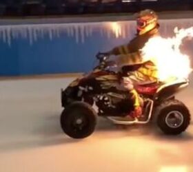 the competition is on fire at this ice racing event video