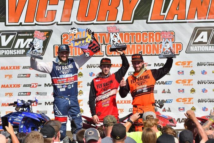 hetrick wienen split moto wins at high point raceway atvmx, High Point ATVMX Podium