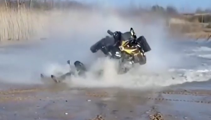 clearly momentum isn t all you need to successfully water skim an atv video