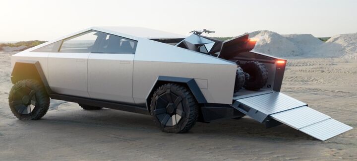 electric tesla atv concept unveiled, Tesla Cybertruck with ATV